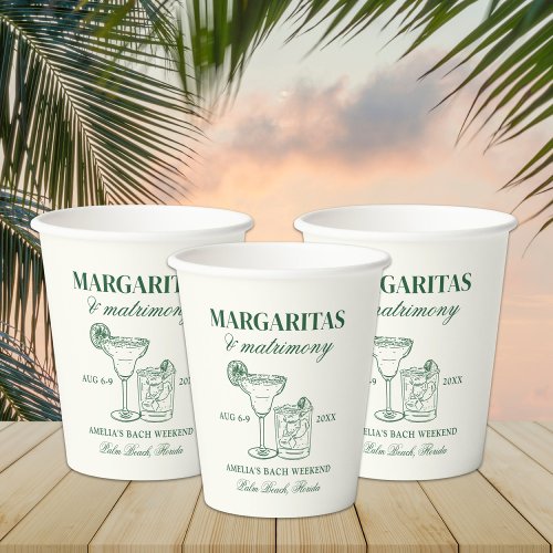Margaritas  Matrimony Bachelorette Weekend Paper Cups