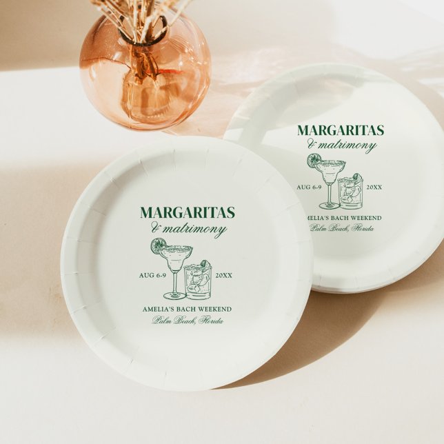 Margaritas & Matrimony Bachelorette Weekend Paper Plates (Creator Uploaded)