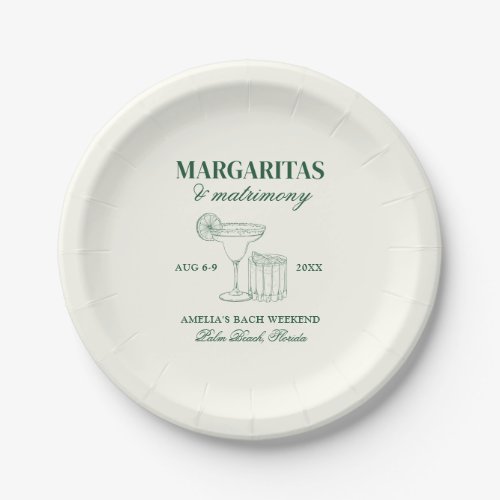 Margaritas  Matrimony Bachelorette Weekend Paper Plates