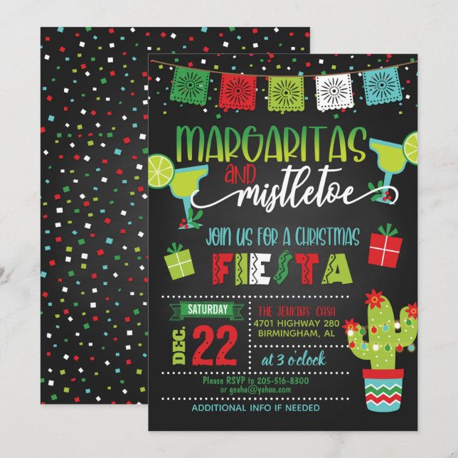 Margaritas & Mistletoe Christmas Party Invitation (Front/Back)
