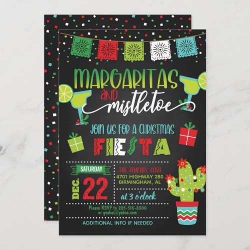 Margaritas  Mistletoe Christmas Party Invitation