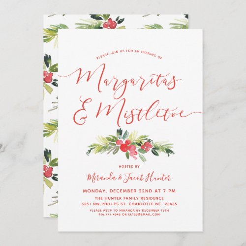 Margaritas  Mistletoe  Christmas Party Invitation