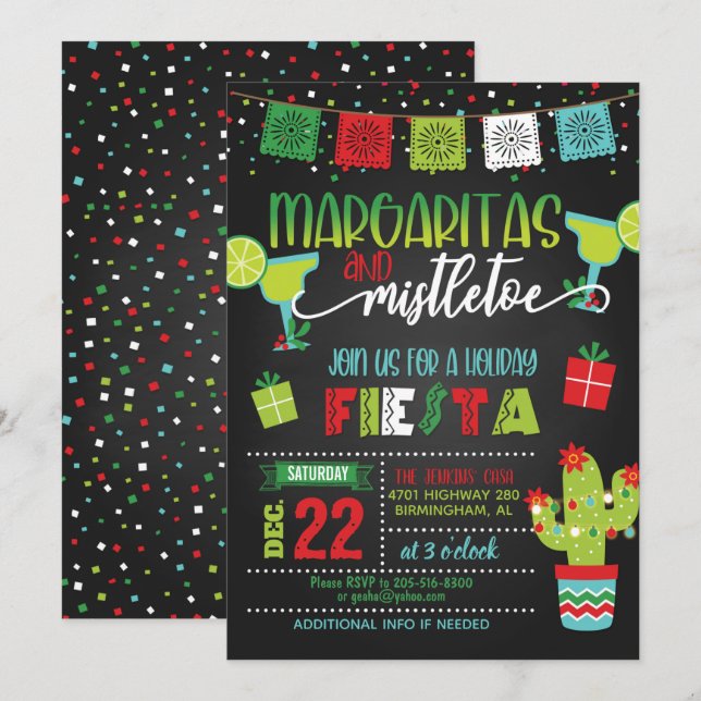 Margaritas & Mistletoe Holiday Party Invitation (Front/Back)