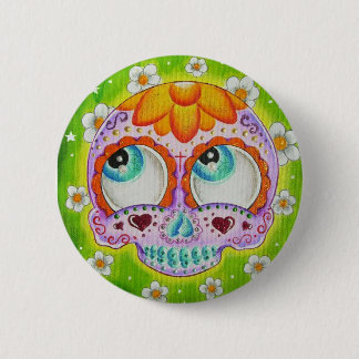 Margaritas skull pinback button