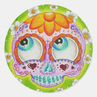 Margaritas sugar skull classic round sticker