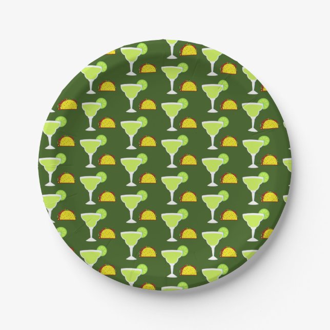 Margaritas + Tacos! Paper Plates (Front)