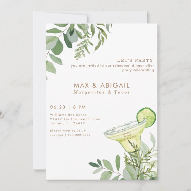Margaritas & Tacos  Rehearsal Dinner After Party I Invitation (Front)