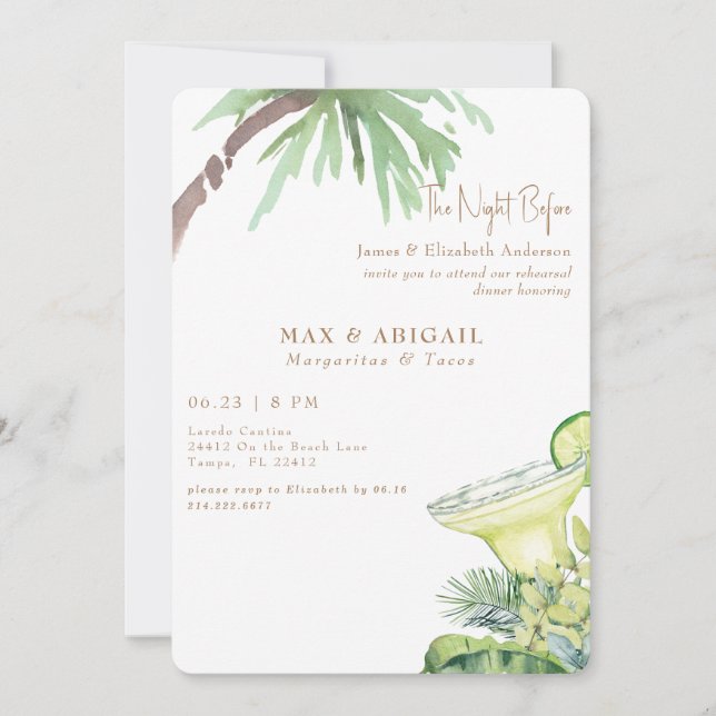 Margaritas & Tacos The Night Before Tropical Invitation (Front)