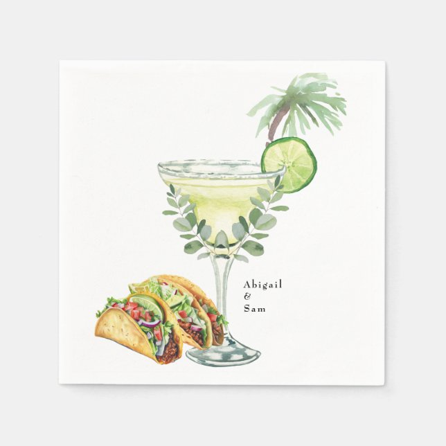 Margaritas & Tacos Tropical Wedding Shower  Napkins (Front)