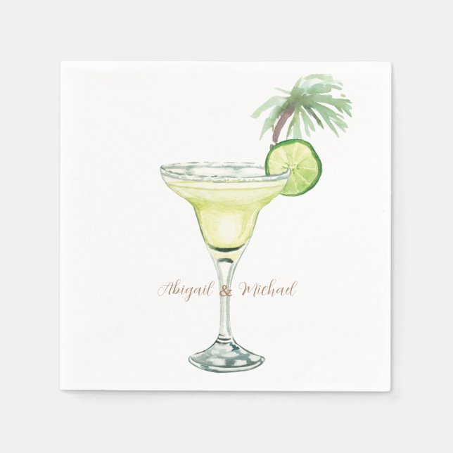 Margaritas Tropical Couple Names Napkins (Front)
