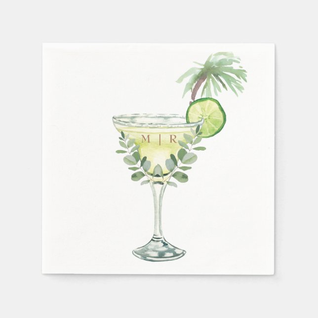 Margaritas Tropical Monogram  Napkins (Front)