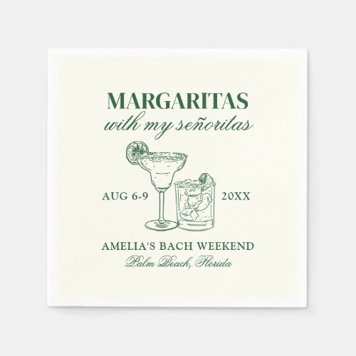 Margaritas With My Seoritas Bachelorette Weekend Napkins