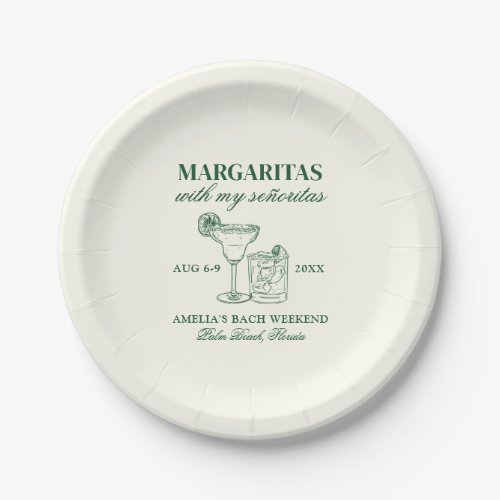 Margaritas With My Seoritas Bachelorette Weekend Paper Plates