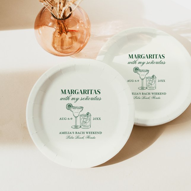 Margaritas With My Señoritas Bachelorette Weekend Paper Plates (Creator Uploaded)