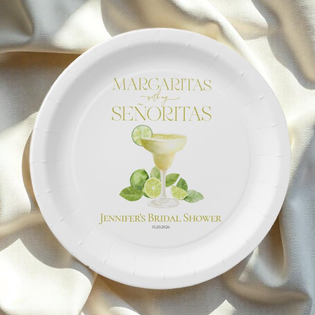 Margaritas With My Señoritas Bridal Shower Paper Plates (Creator Uploaded)