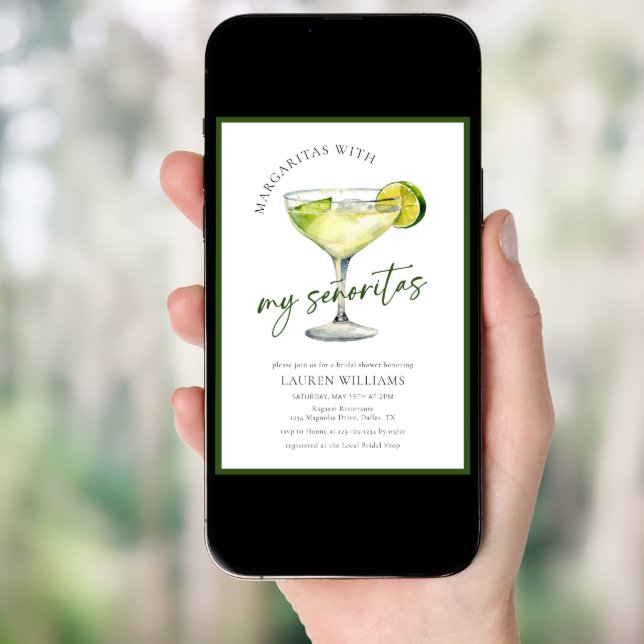 Margaritas With My Senoritas Fiesta Bridal Shower  Invitation (Front Digital)