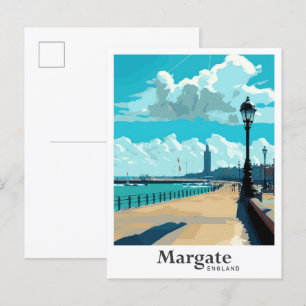 Margate England Art Vintage Travel Illustration Postcard