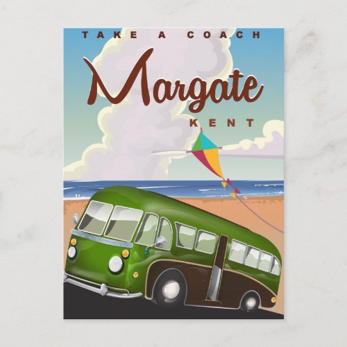 Margate Kent vintage Coach travel poster Postcard