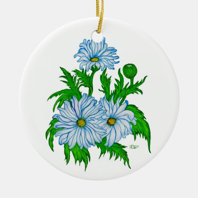 Margeriten Blume Ceramic Ornament (Front)