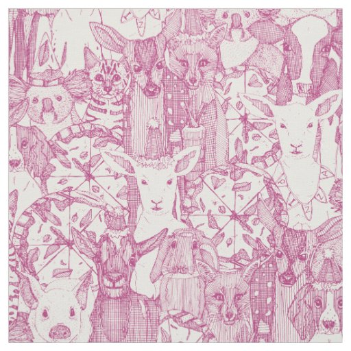 margherita menagerie pizza party berry pink fabric