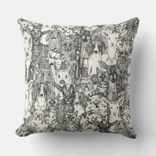 margherita menagerie pizza party black throw pillow