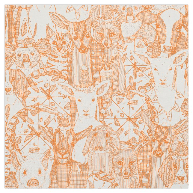 margherita menagerie pizza party carrot fabric (Swatch)