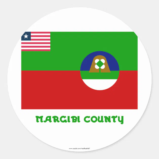 Margibi County Flag with Name Classic Round Sticker | Zazzle