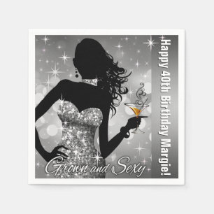 Margie Bling Bombshell Sparkle Birthday silver Paper Napkins