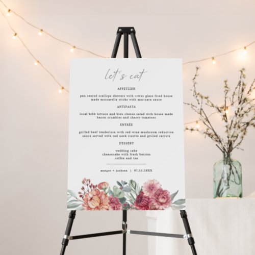 MARGOT Dusty Rose Blush Pink Floral Boho Menu Foam Board