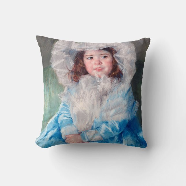 Margot in Blue, Mary Cassatt Throw Pillow (Front)