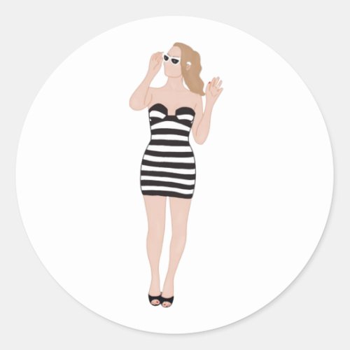 Margot Robbie as Original Barbie Classic Round Sticker