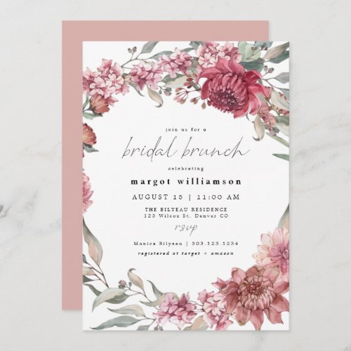 MARGOT Romantic Dusty Rose Blush Bridal Brunch Invitation