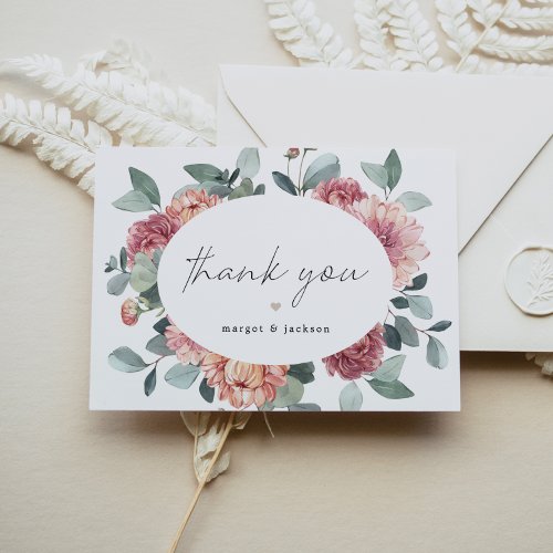 MARGOT Rustic Dusty Rose Blush Floral Bohemian Thank You Card