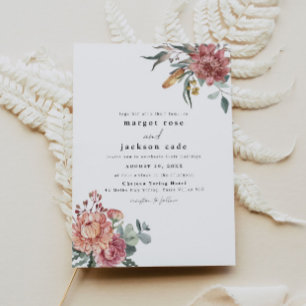 MARGOT Rustic Dusty Rose Blush Floral Wedding Invitation