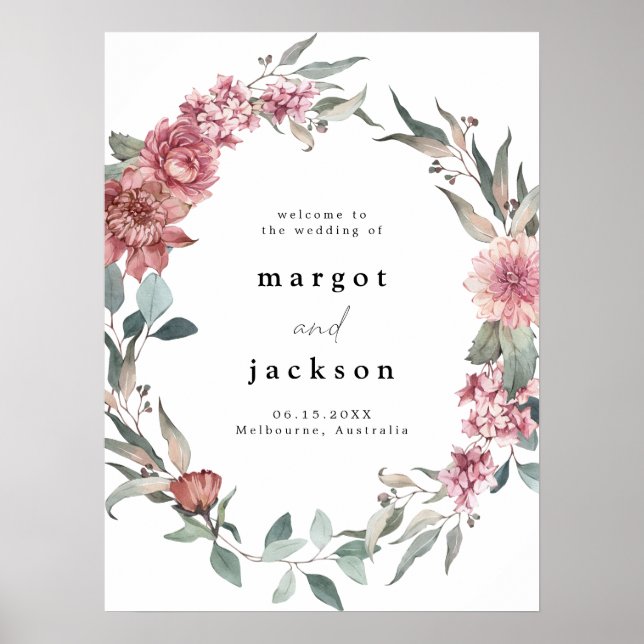MARGOT Rustic Dusty Rose Blush Wedding Welcome Poster (Front)