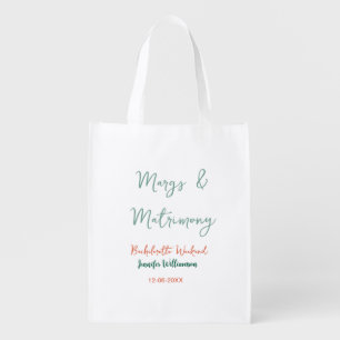 Margs and matrimony add name date bachelorette par grocery bag