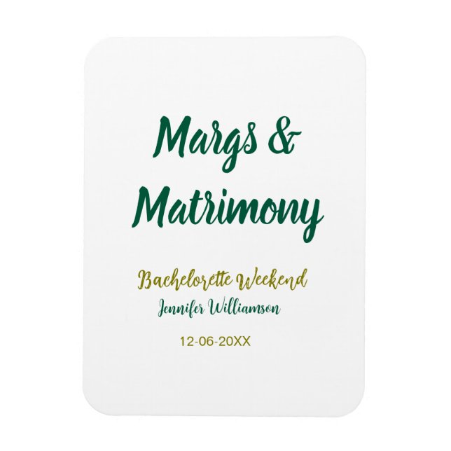 Margs and matrimony add name date bachelorette par magnet (Vertical)