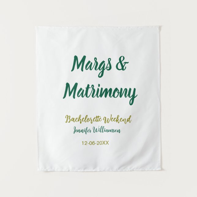 Margs and matrimony add name date bachelorette par tapestry (Front)