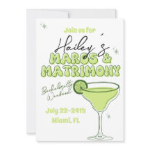 Margs and matrimony bachelorette invitation itiner