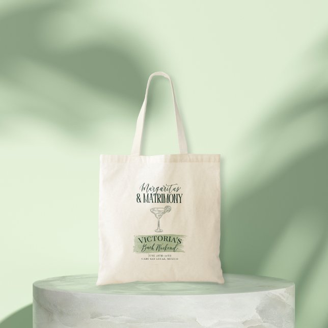  Margs and Matrimony Bachelorette Invitation Tote Bag (Margs & Matrimony Bachelorette Party Custom Tote for Bridesmaid Gifts)