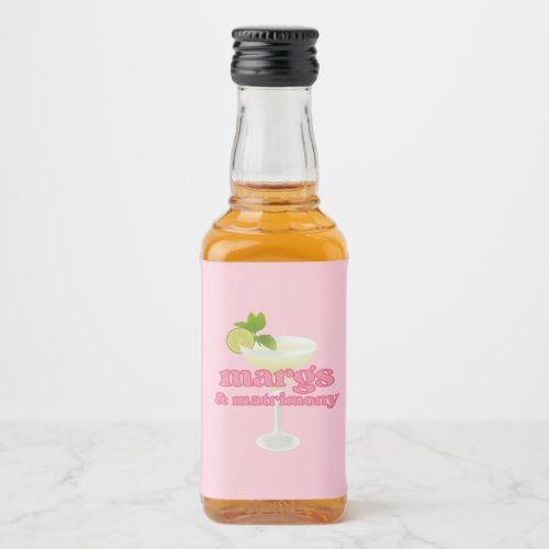 Margs and Matrimony Bachelorette Party Liquor Bottle Label