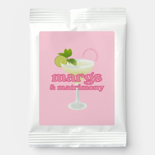 Margs and Matrimony Bachelorette Party Margarita Drink Mix (Front)