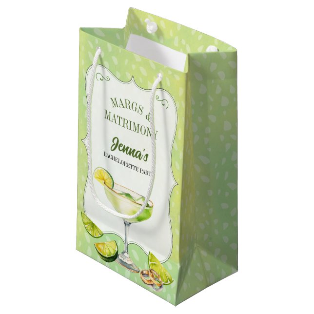 Margs and Matrimony Bachelorette Party Small Gift Bag (Front Angled)
