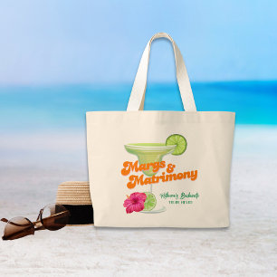 Margs And Matrimony Bachelorette party weekend Large Tote Bag