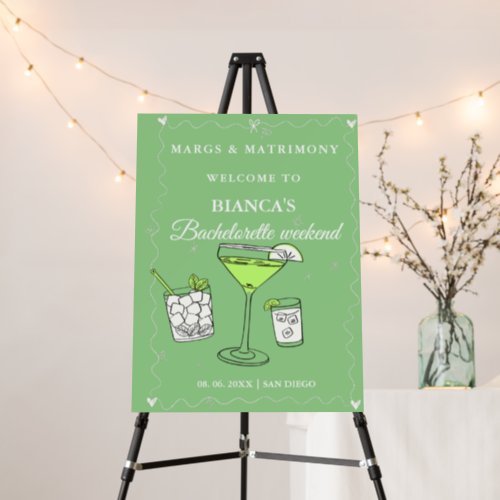 Margs and matrimony  bachelorette Welcome sign