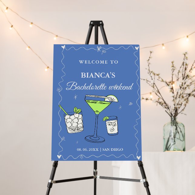 Margs and matrimony  bachelorette Welcome sign (In Situ (Stand))