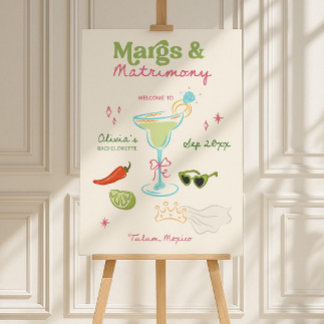 Margs and Matrimony Bachelorette Welcome Sign, Mar Foam Board