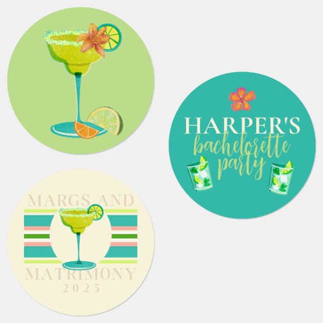 Margs and Matrimony Beach Bachelorette  Labels (Group)