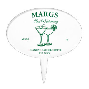 Margs and Matrimony Beach Bachelorette party Cake Topper