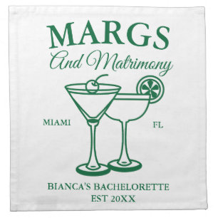 Margs and Matrimony Beach Bachelorette party Cloth Napkin